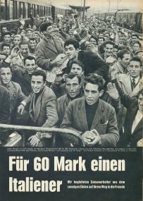 Bild aus der Münchener Illustrierten (1960) zu einer Reportage über italienische Gastarbeiter. <br>Foto: LWL<br />