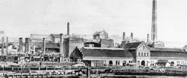 Einen Eindruck von der Henrichshütte in den ersten Betriebsjahren vermittelt diese um 1874 entstandene Ansicht. <br>Repro: LWL<br />