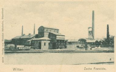Historische Postkarte mit einer Ansicht der Zeche Franziska in Witten. <br>Repro: LWL<br />