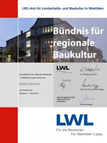 Urkunde zur Aufnahme der Stadt Herford in das Bündnis für regionale Baukultur in Westfalen. Foto: LWL