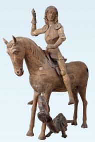 500 Jahre alt ist diese lebensgroße Skulptur des Heiligen Georg im Kampf mit dem Drachen aus dem Kreis- und Universitätsmuseum Helmstedt.  <br>Foto: LWL/Holtappels<br />