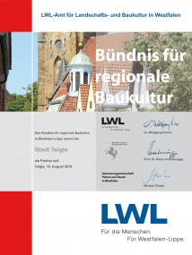 Urkunde zur Aufnahme der Stadt Telgte in das Bündnis für regionale Baukultur in Westfalen. <br>Foto: LWL<br />