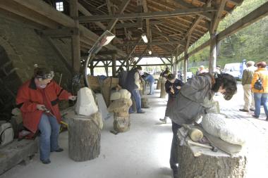 "Sandsteinbearbeitung auf Zeche Nachtigall". <br>Foto: LWL/Hudemann<br />