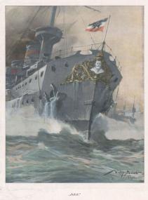 Das Panzerschiff ¿Kaiser Friedrich III¿ nach einem Gemälde von Willy Stöwer ist auch im Vortrag über Rudolph Haack zu sehen. <br>Foto: LWL/Hudemann/Holtappels<br />