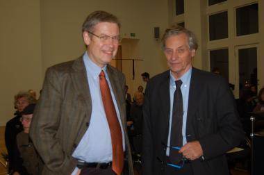 Der Kurator und Ex-Direktor des MARTa Herford, Jan Hoet, und der Direktor des LWL-Landesmuseums, Dr. Hermann Arnhold. <br>Foto:LWL<br />