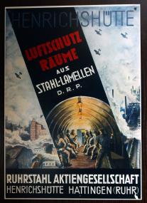 Luftschutz-Räume aus Stahl-Lamellen ¿made in Hattingen¿. Dafür wirbt dieses Plakat aus den 1940er Jahren. <br>Repro: LWL<br />