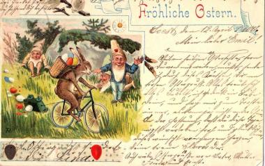 Ansichtskarte aus dem Jahr 1900 mit herzlichen Ostergrüßen von einer Lina aus Soest.      <br>Repro: LWL<br />