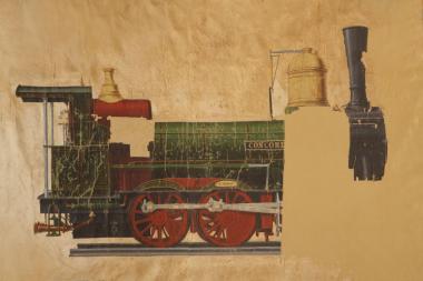 Detail der Seidenfahne zeigt die Dampflokomotive Concordia. <br>Foto: LWL/Holtappels<br />