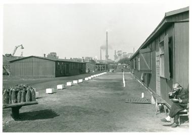 Barackenlager für Zwangsarbeiter der Zeche Emscher-Lippe in Datteln, um 1942. <br>Foto: LWL-Medienzentrum / Stadtarchiv Datteln<br />