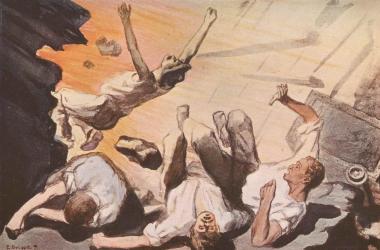 Schlagende Wetter. Illustration aus dem Jahr 1899 von E. Drippe. <br>Repro: LWL<br />