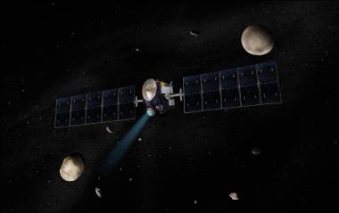 Künstlerische Darstellung von ¿Dawn¿ beim Flug durch ein Asteroidenfeld. <br>Foto: NASA/JPL</br>