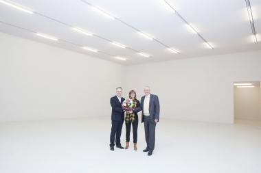 LWL-Direktor Wolfgang Kirsch (r.) begrüßte den Vorsitzenden des Westfälischen Kunstvereins, Tobias Viehoff, und Direktorin Kristina Scepanski in ihren neuen Ausstellungsräumen im LWL-Museum für Kunst und Kultur. <br>Foto: LWL<br />