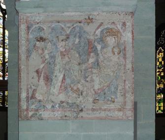 Wandbild mit der Anbetung der Heiligen Drei Könige nach erfolgter Restaurierung, 1. Hälfte des 14. Jahrhunderts. <br>Foto: LWL/Kretzschmar
