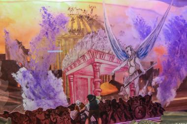 Dramatische Kulissen bestimmen das Bühnenbild des Theaters in der Unterwelten-Ausstellung. <br>Foto: LWL/Schaper