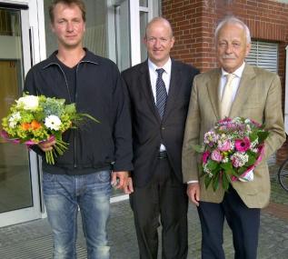 Bürgermeister Heinz Hüppe, LWL-Maßregelvollzugsdezernent Tilmann Hollweg und Bürgerinitiativler Jörg Schepers (v.r.)<br>Foto: LWL
