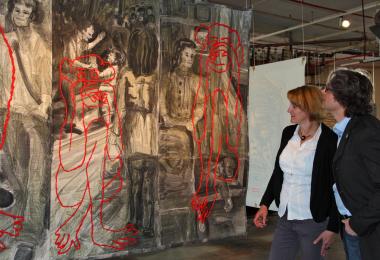 Großformatige Werke präsentiert die aktuelle Ausstellung des Vereins für Quiltkunst in der Spinnerei des TextilWerks. <br>Foto: LWL/Holtappels