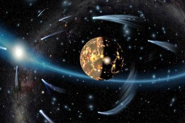Das Titelbild zur neuen Show ¿Zeitreise - Vom Urknall zum Menschen¿. Frühe Ansicht des Sonnensystems vor Geburt der Erde. <br>Foto: LWL/Perdok