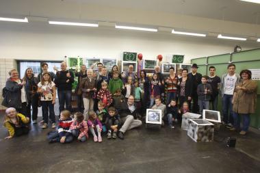 Ein starkes Team: Die Protagonisten aus dem Projekt ¿Kumpel oder Bro?¿ bei der Präsentation der Ergebniss in der Zeche Zollern. <br>Foto: LWL/Müller
