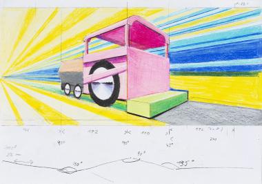 Die Skizze zum Kunstwerk: "Futur II ¿ Die Zeitmaschine", das Jürgen Stollhans für die "Galerie der Gegenwart" angefertigt hat.<br>Foto: LWL/Neander 