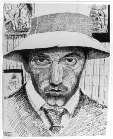 In einem Workshop im LWL-Museum können Erwachsene Tricks und Kniffe für eine gute Zeichnungen erlernen. Die Abbildung zeigt ein Selbstbildnis mit Kneifer von Wilhelm Wulff, entstanden um 1911.<br>Zeichnung: LWL