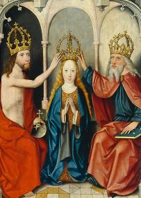 Meister von Liesborn, Marienretabel aus Herzebrock, Ausschnitt: Marienkrönung, um 1485.<br>Foto: LWL/Neander