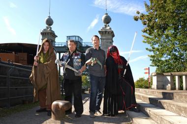 Mitglieder des Fan-Verein ¿Krayt Riders¿ im Schiffshebewerk.<br>Fotos: LWL/Hudemann
