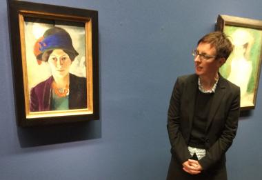 Dr. Tanja Pirsig-Marshall stellt in einem Vortrag  die ¿Westfälische Mona Lisa¿ von August Macke vor.<br>Foto: LWL/Miklis