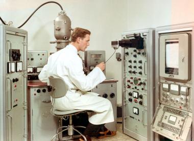 Blick in das Labor der Henrichshütte in den 1970er Jahren. <br>Foto: LWL