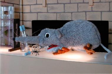 Die Puppenspieler aus Chemnitz lasse eine Ratte im ¿geheimen Labor¿ schnüffeln.<br>Foto: Umweltbühne Chemnitz