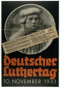 Plakat: Deutscher Luthertag 1933, Deutsches Reich, 1933, Halle (Saale), Stadtarchiv.<br>Foto: Stadtarchiv Halle (Saale)