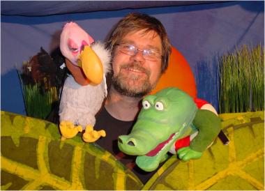 Hubert Mische und die Lila Bühne zu Gast im LWL-Ziegeleimuseum Lage.<br>Foto: Lila Bühne