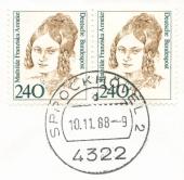  Mathilde Franziska Anneke (1817-1884) als Briefmarkenmotiv.<br>Foto: Stadtarchiv Sprockhövel