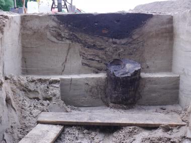 In Dorsten-Hardt haben Archäologen des LWL die Reste eines hölzernen Brunnen aus dem Mittelalter entdeckt.<br>Foto: LWL