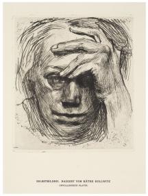Käthe Kollwitz, Selbstbildnis mit Hand an der Stirn, 1910.<br>Foto: LWL/Sabine Ahlbrand-Dornseif