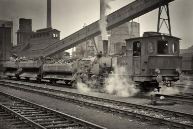 Lok Radbod 4, Baujahr 1911,  vor der Zeche Radbod in Bockum-Hövel, 1972.<br>Foto: Thomas Pflaum/dampfzeit-buch.de