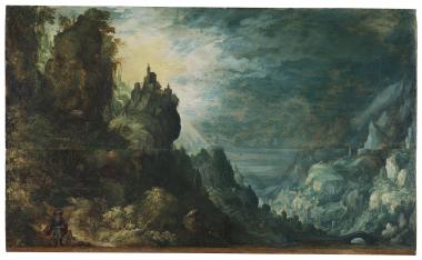 Kerstiaen de Keuninck, Gebirgslandschaft mit der Opferung Isaaks, 1580/1590. <br>Foto: LWL /Sabine Ahlbrand-Dornseif