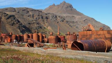Ehemalige Tranfabrik der Walfangstation auf Grytvyken/Südgeorgien.<br>Foto: Antje Kakuschke