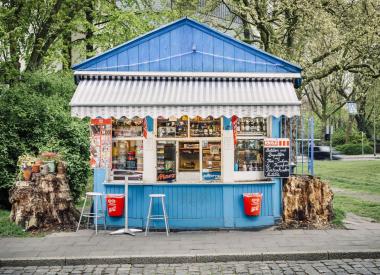 Trinkhalle "Blaues Büdchen" in Duisburg-Ruhrort.<br>Foto: Reinaldo Coddou H.
