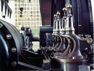 Die historische Dampffördermaschine von 1893 im Detail.<br>Foto: LWL