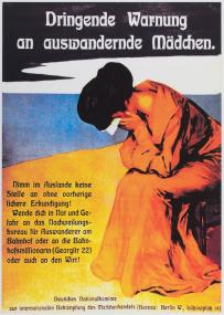 In Deutschland warnte man Frauen mit diesem an Auswandererhäfen aushängenden Plakat aus der Zeit um 1905 vor den Gefahren in der Fremde.<br>Foto: LWL