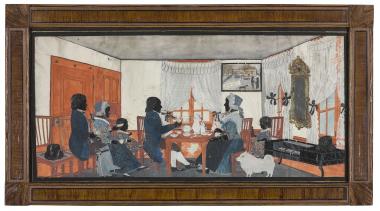 Der Scherenschnitt, auch Silhouette genannt, des Künstlers Caspar Dilly zeigt die Bauernfamilie Baumeister-Reckert zu Beginn des 19. Jahrhunderts und ist das Kunstwerk des Monats März im LWL-Museum für Kunst und Kultur.<br>Foto: LWL/Hanna Neander