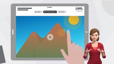 Weiterer Schritt Richtung Inklusion: Alle LWL-Internetauftritte werden nach und nach inklusiv umgestaltet, ein Avatar dolmetscht in Gebärdensprache.<br>Screenshot: LWL