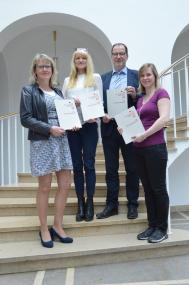 Dr. Yasmine Freigang, Projektleiterin "Kultur in Westfalen", LWL-Kulturdezernentin Dr. Barbara Rüschoff-Parzinger, Kulturplanungsexperte Dr. Markus Morr und Autorin Stefanie Keil bei der Vorstellung der Publikation der Kulturagenda Westfalen.<br>Foto: LWL