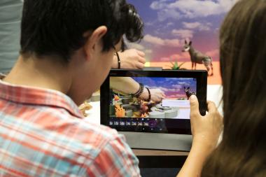 Einen Trickfilm am Computer herstellen können Besucher am Sonntag im Medienkunstlabor der Ausstellung "Alles nur geklaut?".<br>Foto: LWL/Wierz