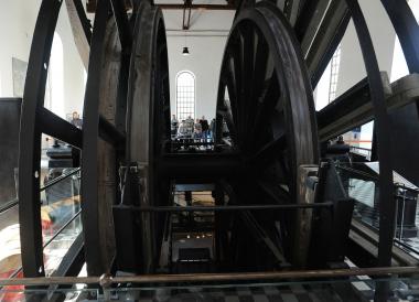 Detailaufnahme der Schwungräder der historischen Fördermaschine von 1887.<br>Foto: LWL/Appelhans 
