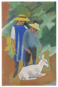 Das Gemälde "Kinder mit Ziege" von August Macke, eine Leihgabe aus Privatbesitz, ist jetzt neu im LWL-Museum für Kunst und Kultur zu sehen.<br>Foto: LWL/Hanna Neander