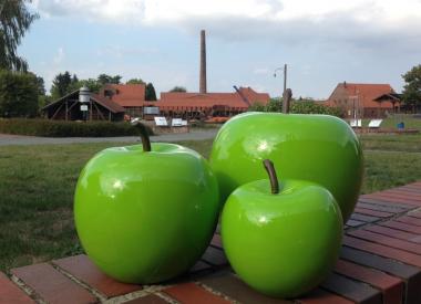"Pokale" der besonderen Art als Preis für die drei "Besten Lippischen Gartenapfelsäfte".<br>Foto LWL