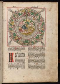Die Koberger-Bibel von 1483 - hier zu sehen der Schöpfungsholzschnitt aus dem Buch Genesis - gehört zu den digitalen Schätzen, die Kreative beim Kultur-Hackathon nutzen können.<br>Foto: Bibelmuseum Münster