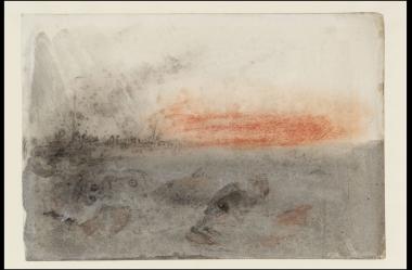 Joseph Mallord William Turner (1775-1851), Sea Monsters and Vessels at Sunset, c. 1845.<br>© Tate: Accepted by the nation as part of the Turner Bequest 1856 Photo ©Tate, 2019