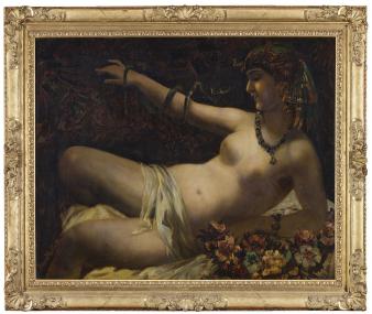 Das vermutlich von einem Nachahmer Hans Makarts (1840-1884) gefertigte Gemälde"Der Tod der Kleopatra" (um 1875) ist das Kunstwerk des Monats April im LWL-Museum für Kunst und Kultur.<br>Foto: LWL/Hanna Neander